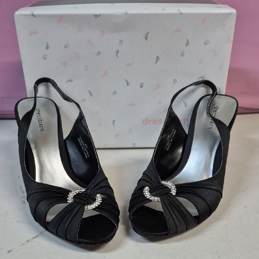 Dressbarn Jules 8 WIDE 8W Black Peep Toe Heel - New